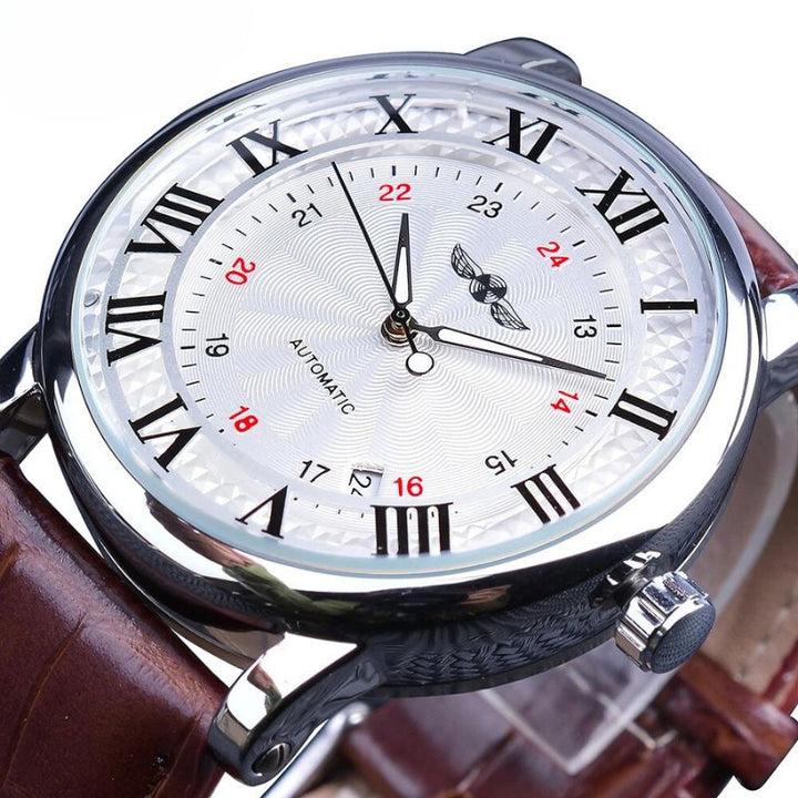 Mode Luxus Leder Vollautomatischer Mechanischer Uhr