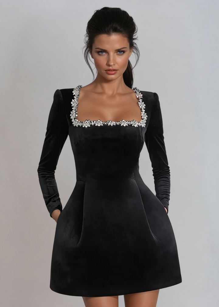Violett | Samt-Minikleid