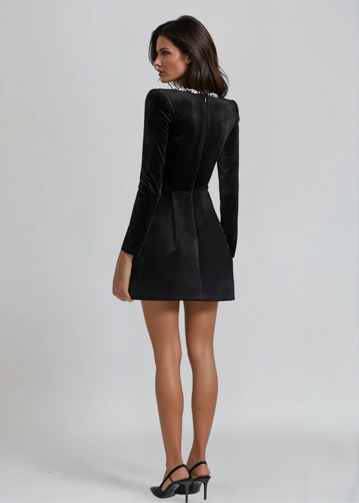 Violett | Samt-Minikleid