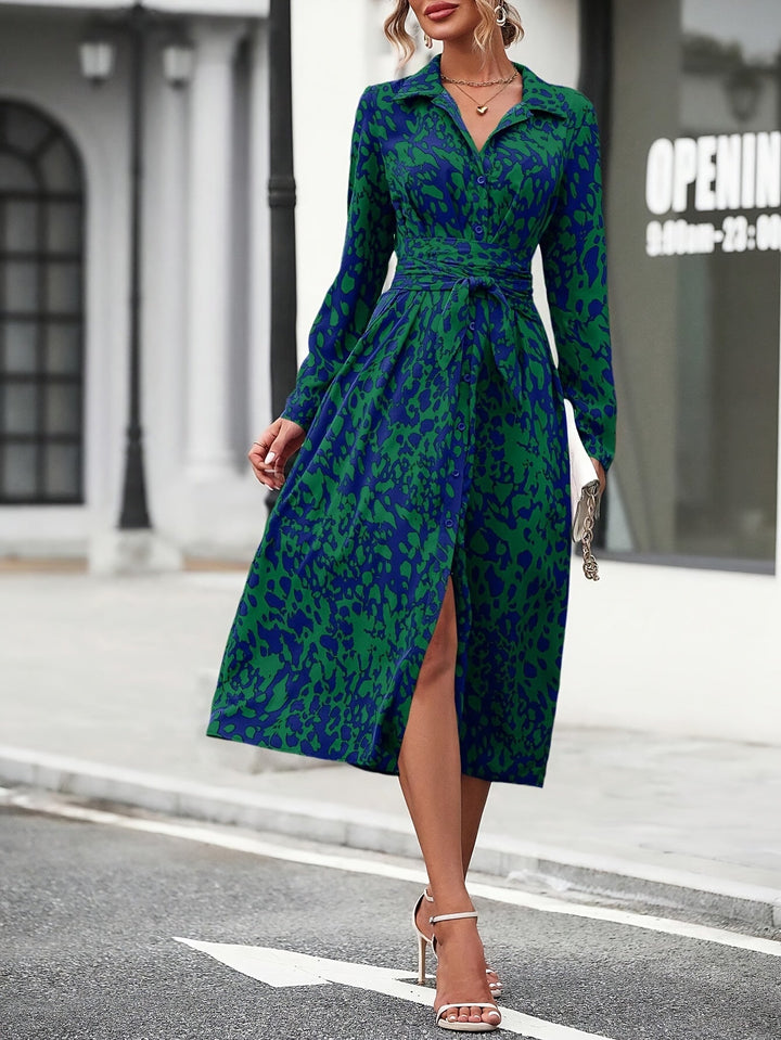 Maëlys | Bedrucktes Hemdblusenkleid mit eleganter Taille