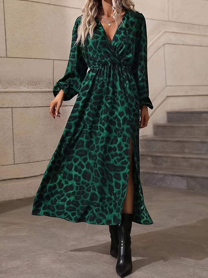 Juliette | Fließendes Langkleid mit Leopardenmuster