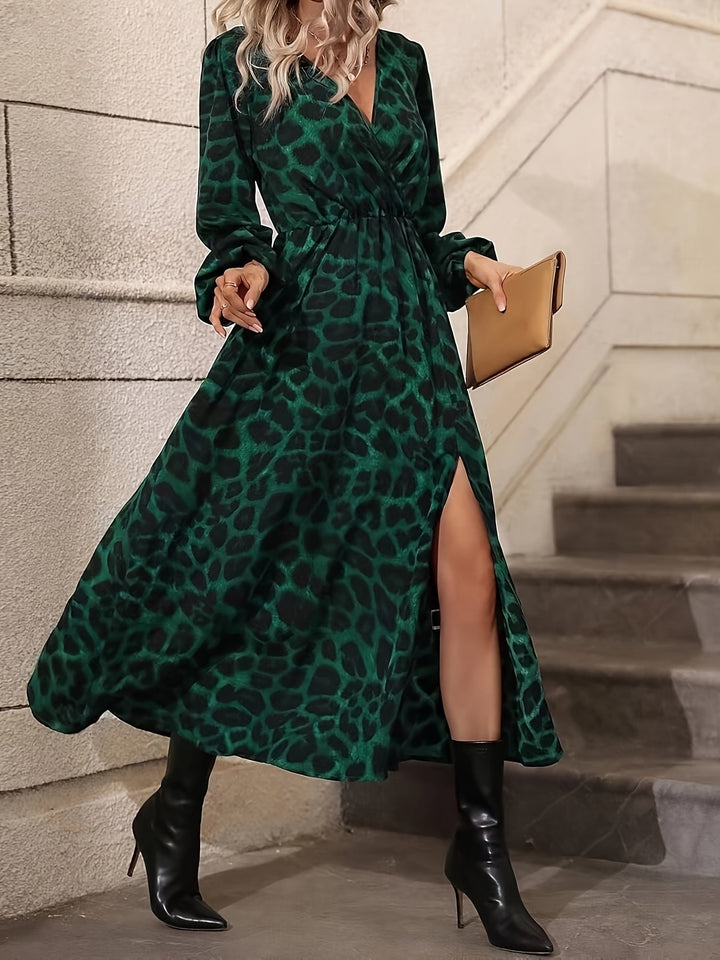 Juliette | Fließendes Langkleid mit Leopardenmuster