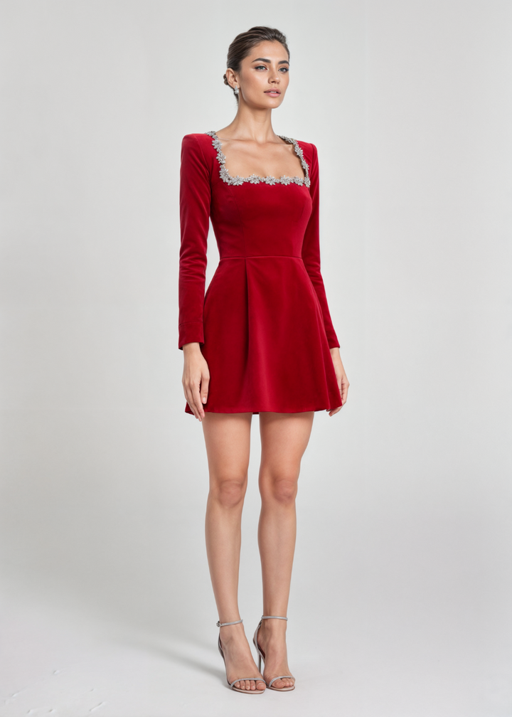 Violett | Samt-Minikleid