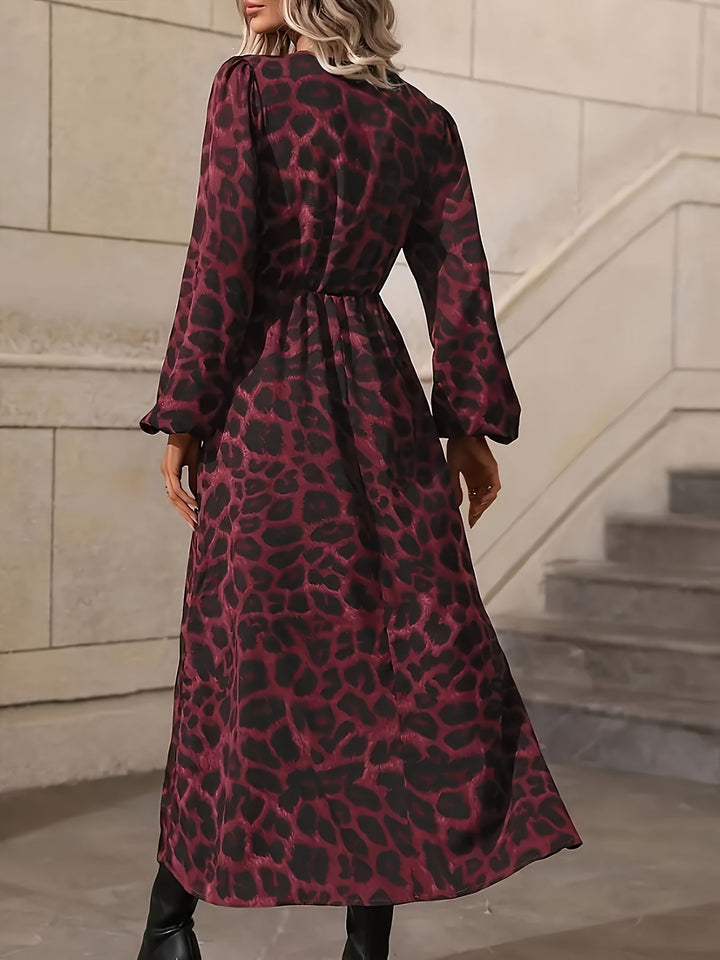 Juliette | Fließendes Langkleid mit Leopardenmuster