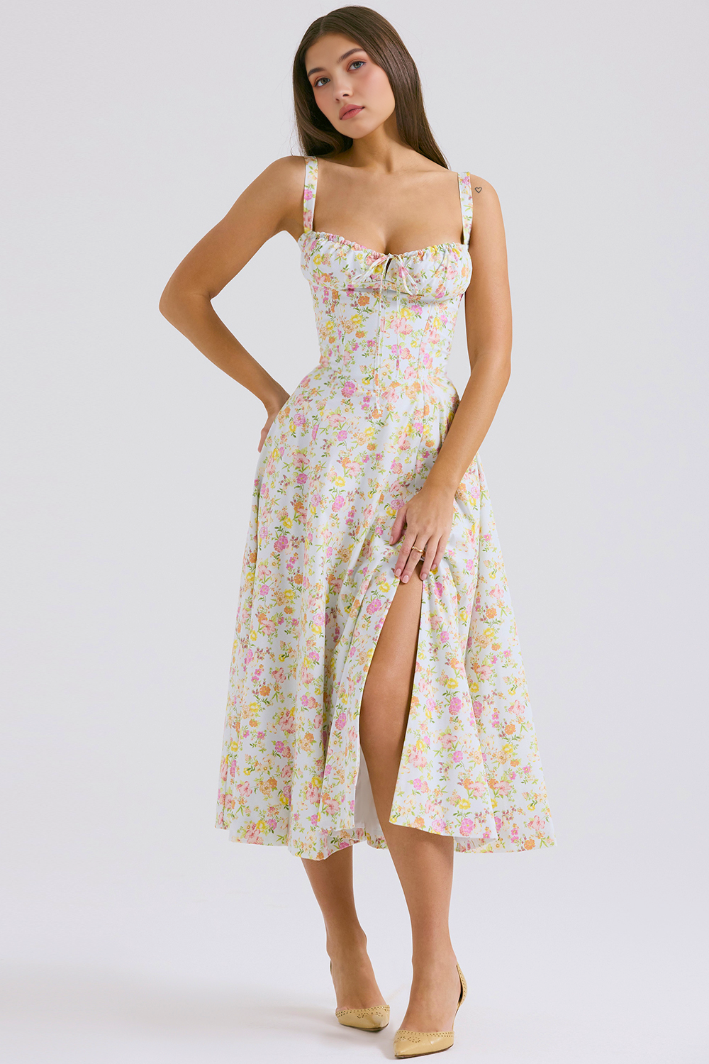 Midikleid Anna – neue Edition mit Bustier aus Polyester, florales Muster