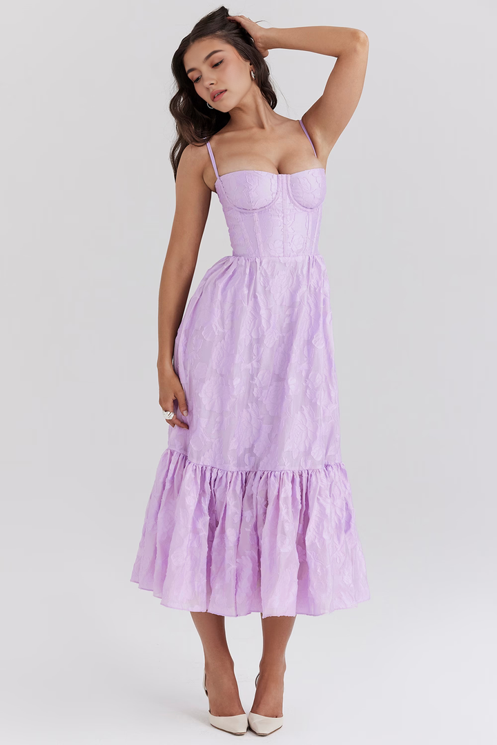 Midikleid Laura – mit A-Linien-Schnitt aus Polyester, fließender Stoff