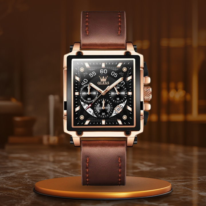 Mode Quadrat Zifferblatt Chronograph Uhr