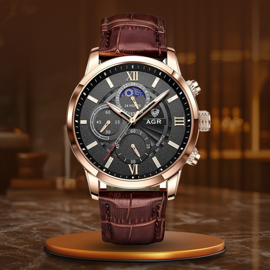 Luxus Leder Quarz Uhr