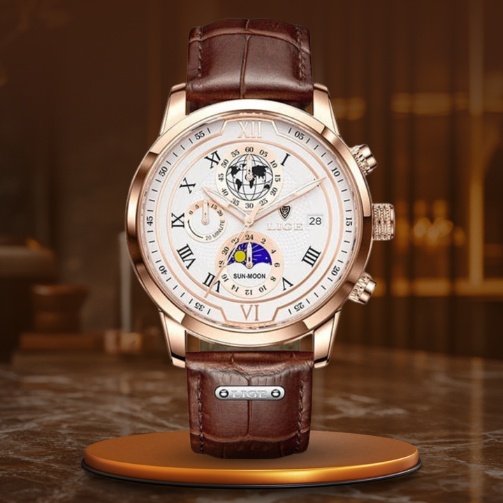 Premium Lederband Chronograph Uhr