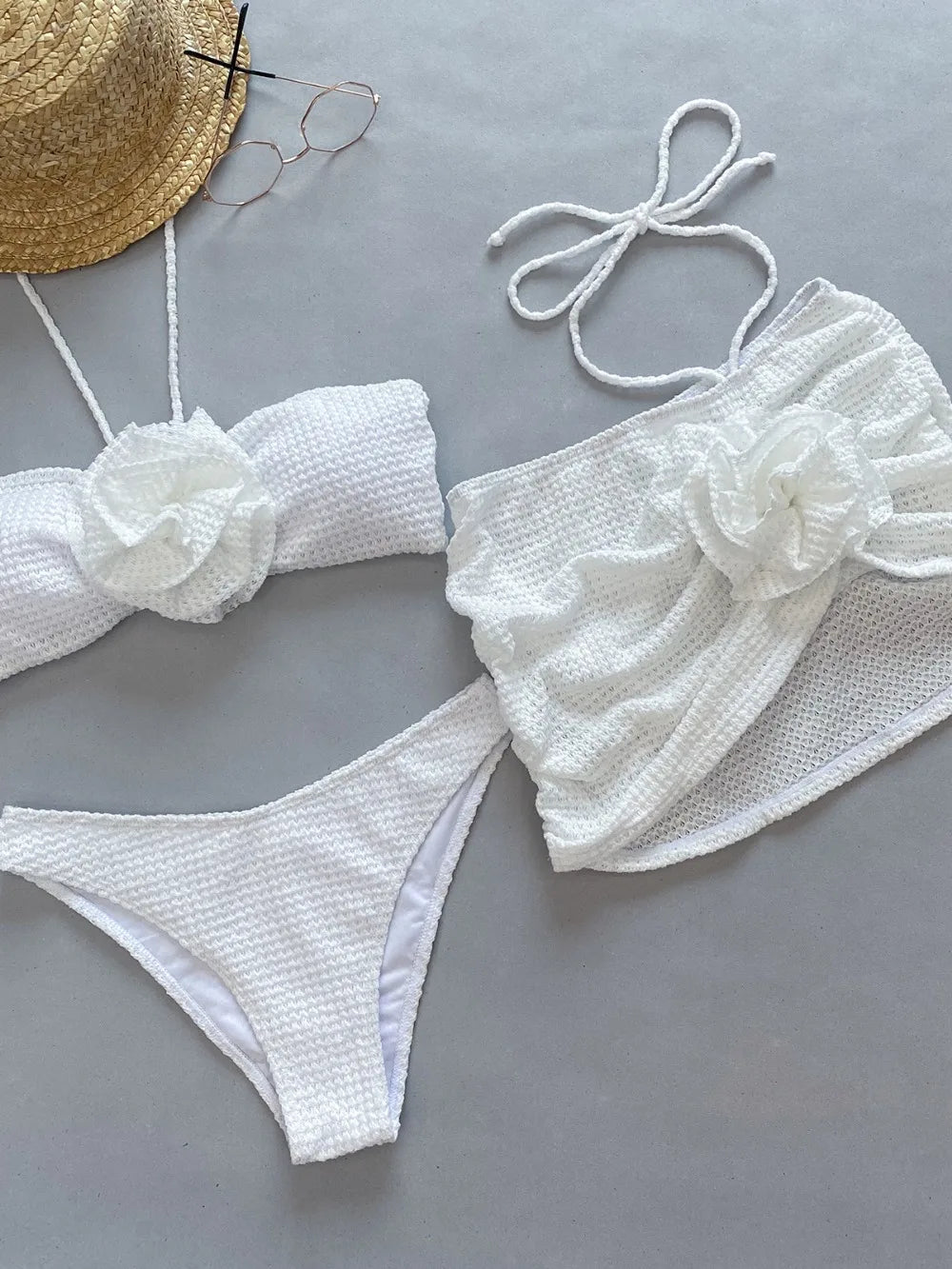 Emma | Weißer Rosen Bikini