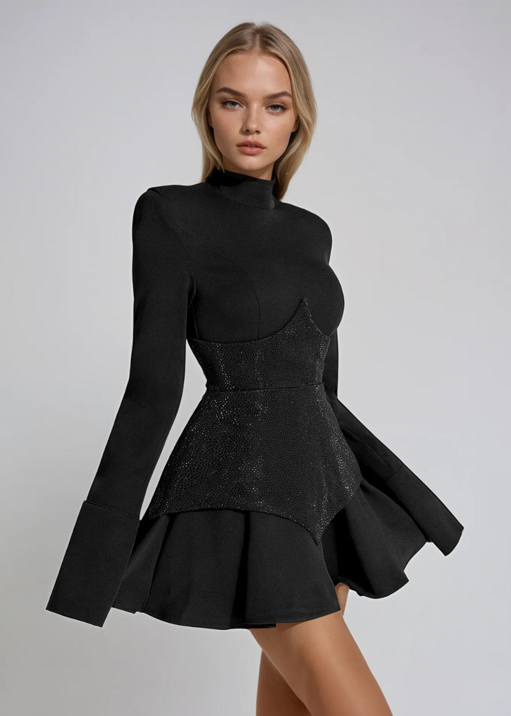 Charlotte | Pailletten-Patch-Minikleid