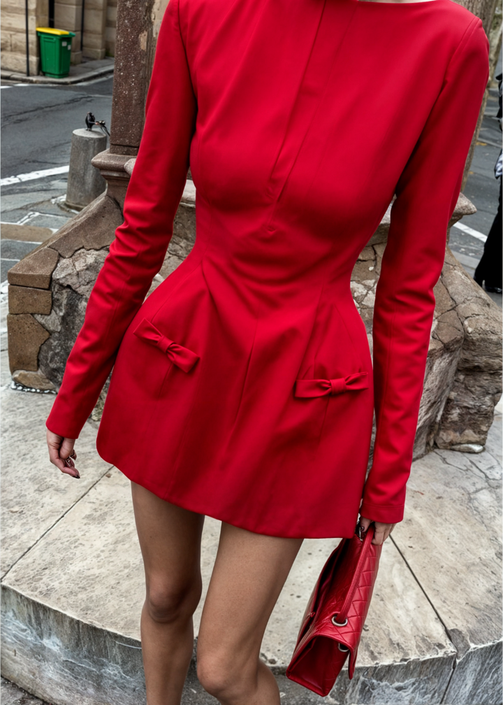 Isadora | Schleife Spleiß Minikleid