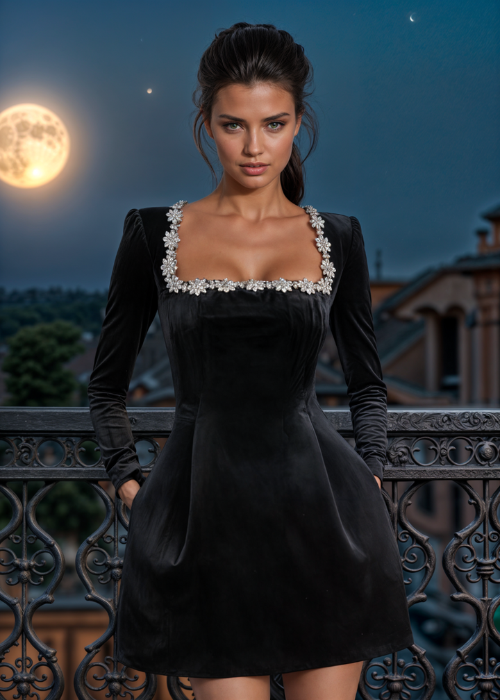 Violett | Samt-Minikleid