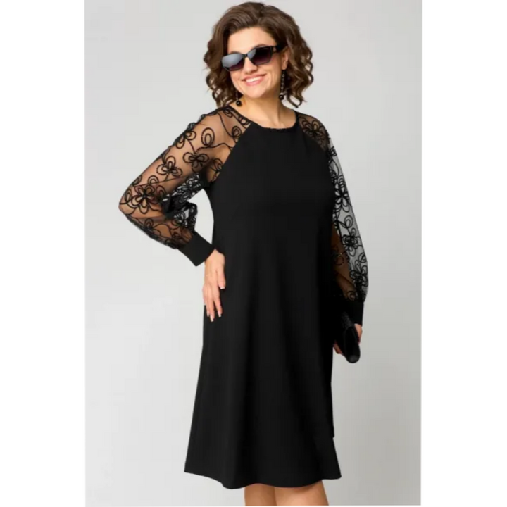 Johanna | Spitzen-Patchwork-Kleid mit Rundhals & langen Ärmeln